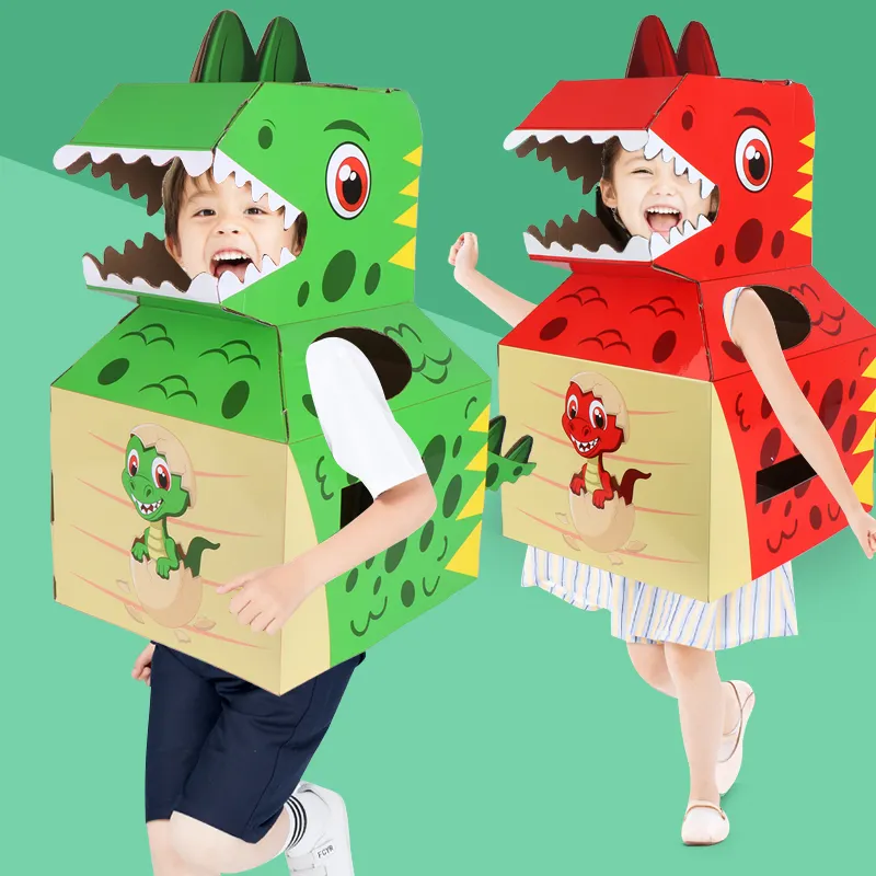 Juego de rol de animales para niños dinosaurio de cartón portátil