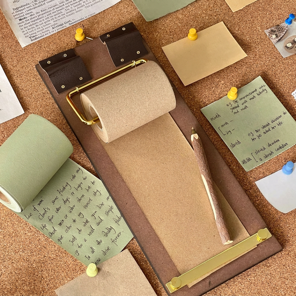 Tablero con rollo de papel de borrador