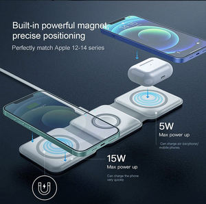 15W hızlı şarj manyetik katlanır 3 1 kablosuz şarj iPhone15 için 14 13 Pro Apple Watch9 8 7 6 5 AirPods Samsung Galaxy tomurcukları - Product Image 5