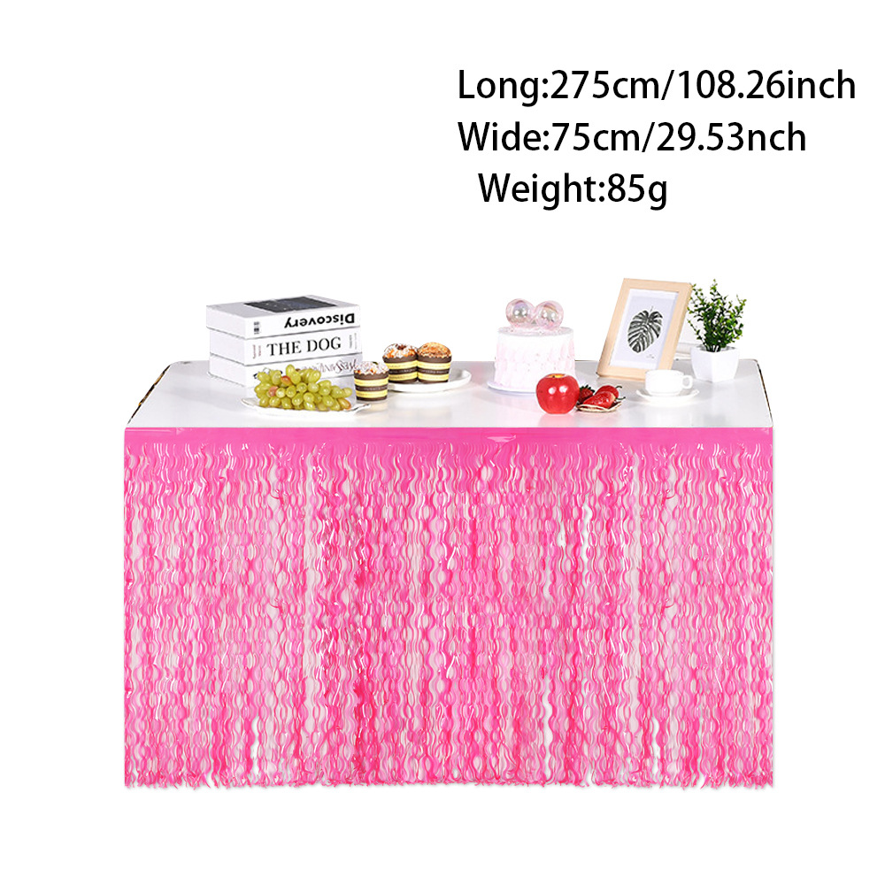 75*275cm fluorescent rose red table skirt