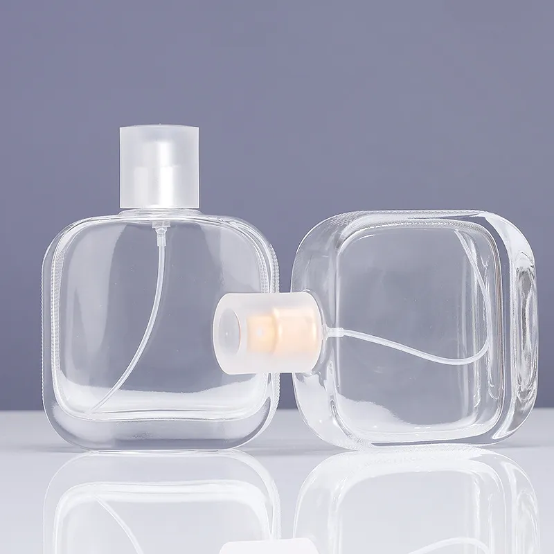 50ml 100 ml quadratische transparente Kosmetik verpackung Glasflaschen leere Glas parfüm flaschen 100 ml