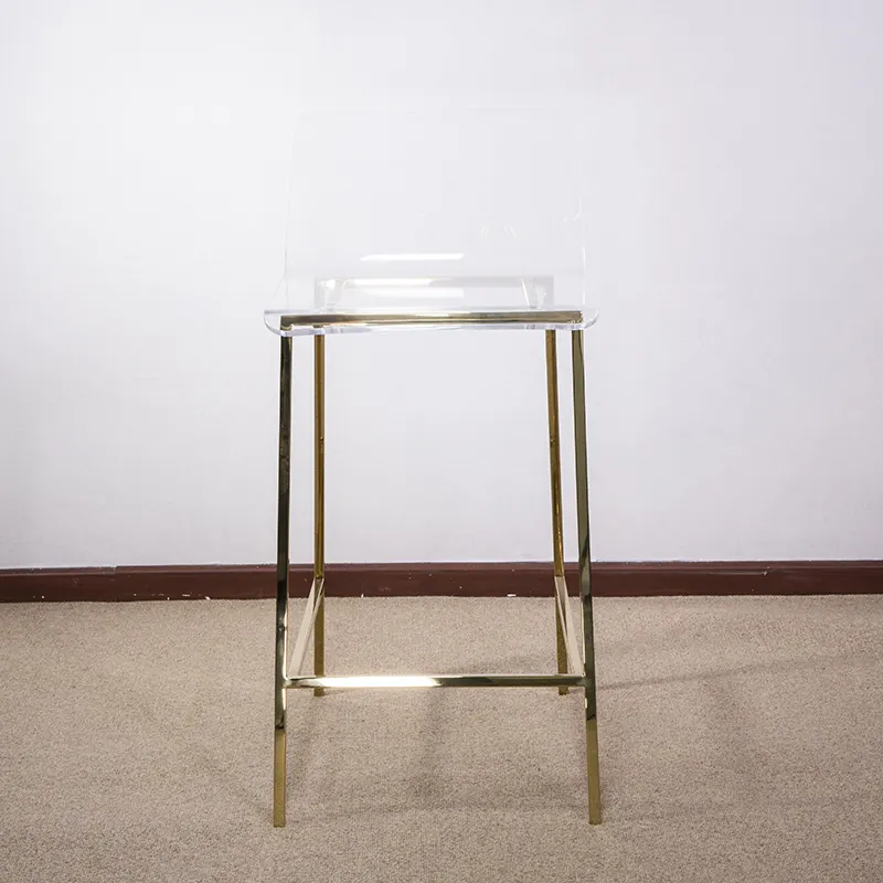 Homesweet cadeira de barra de ouro, feita sob encomenda, elegante, para festa, banheiro de barra, acrílico transparente