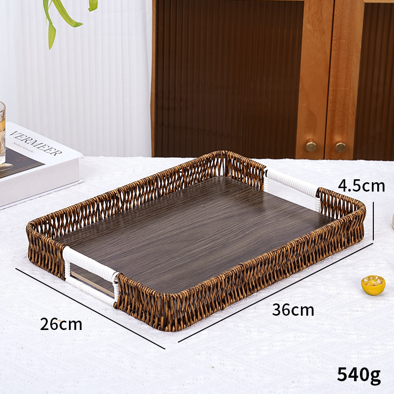 Bandeja rectangular de madera con fondo profundo de color - 36*26*4.5cm