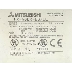 FX-48ER-ES/UL <strong>PLC</strong> Programmable <strong>Controller</strong> 24 <strong>Inputs</strong>, 24 <strong>Output</strong> One-year Warranty