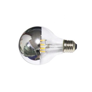 A19 Sliver Top 220V <strong>Led</strong> 4W <strong>6W</strong> Filament Lamp Copper Nickel Plated E27 Screw Edison Bulb Incandescent Light Bulbs - Product Image 2