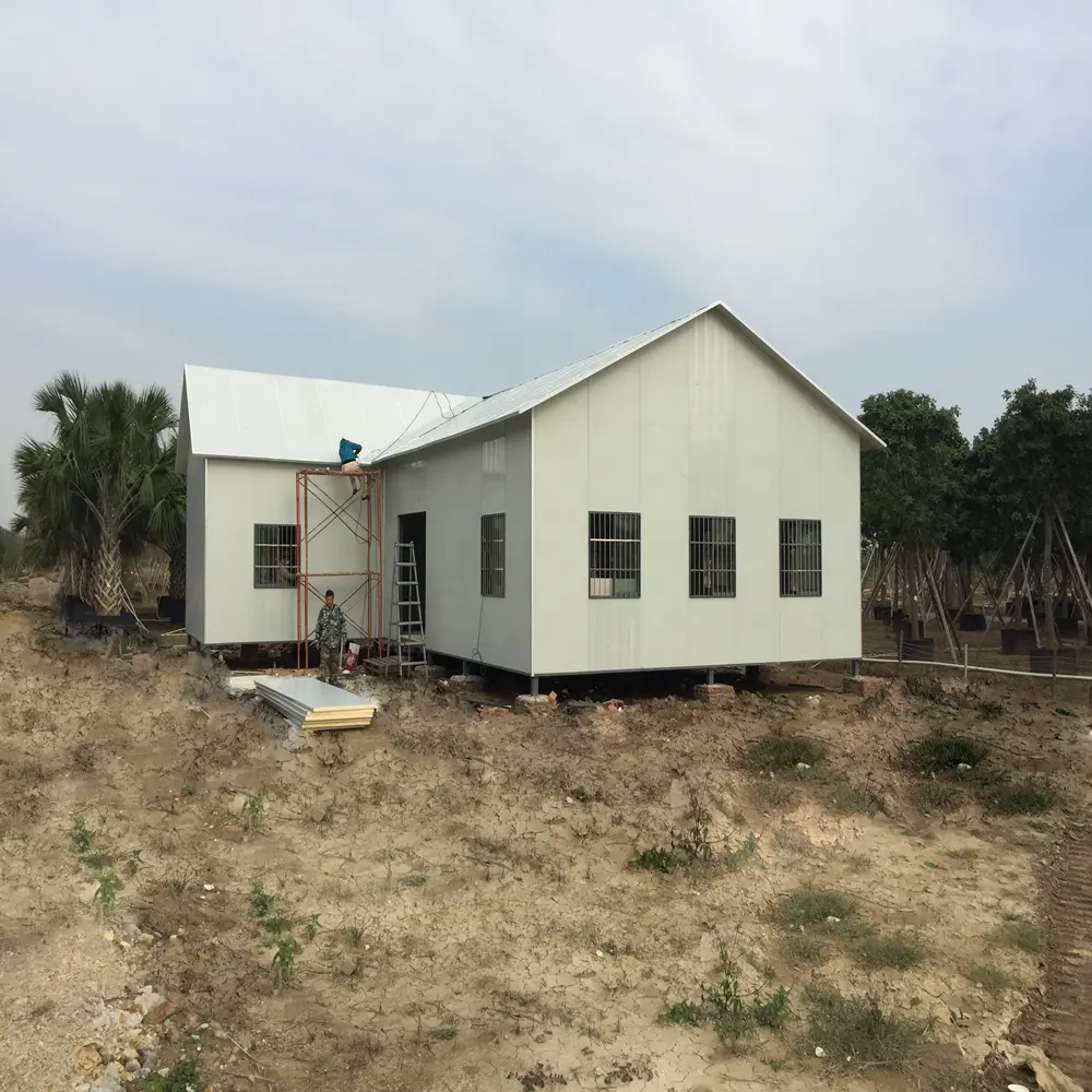 Design moderno L tipo de casas pré-fabricadas de baixo custo casa pré-fabricada de aço leve casa