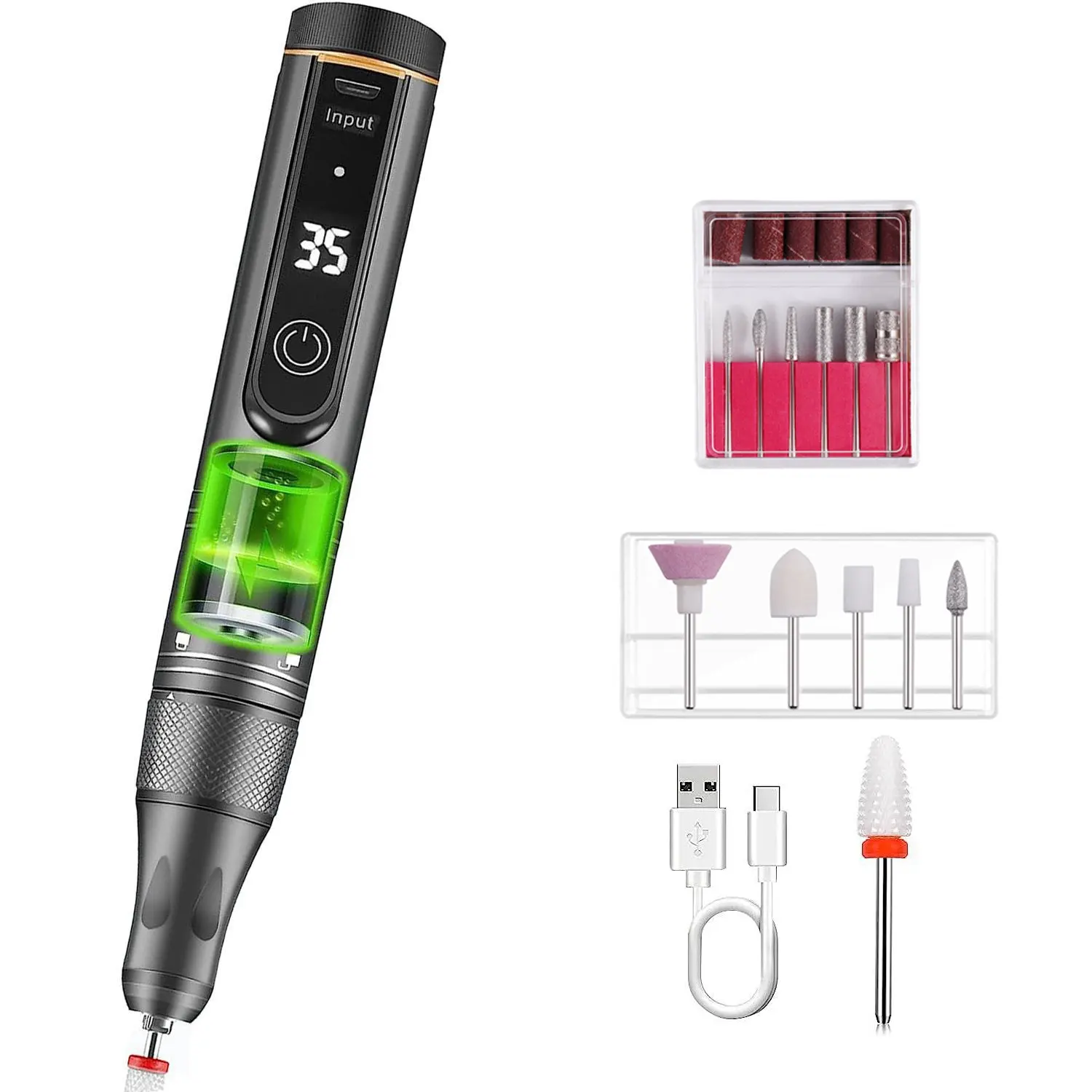 Professional OEM Private Label Handpiece Cordless Portable Rechargeable Nail Drill File Electric Nail Drill Machine Nail Drill