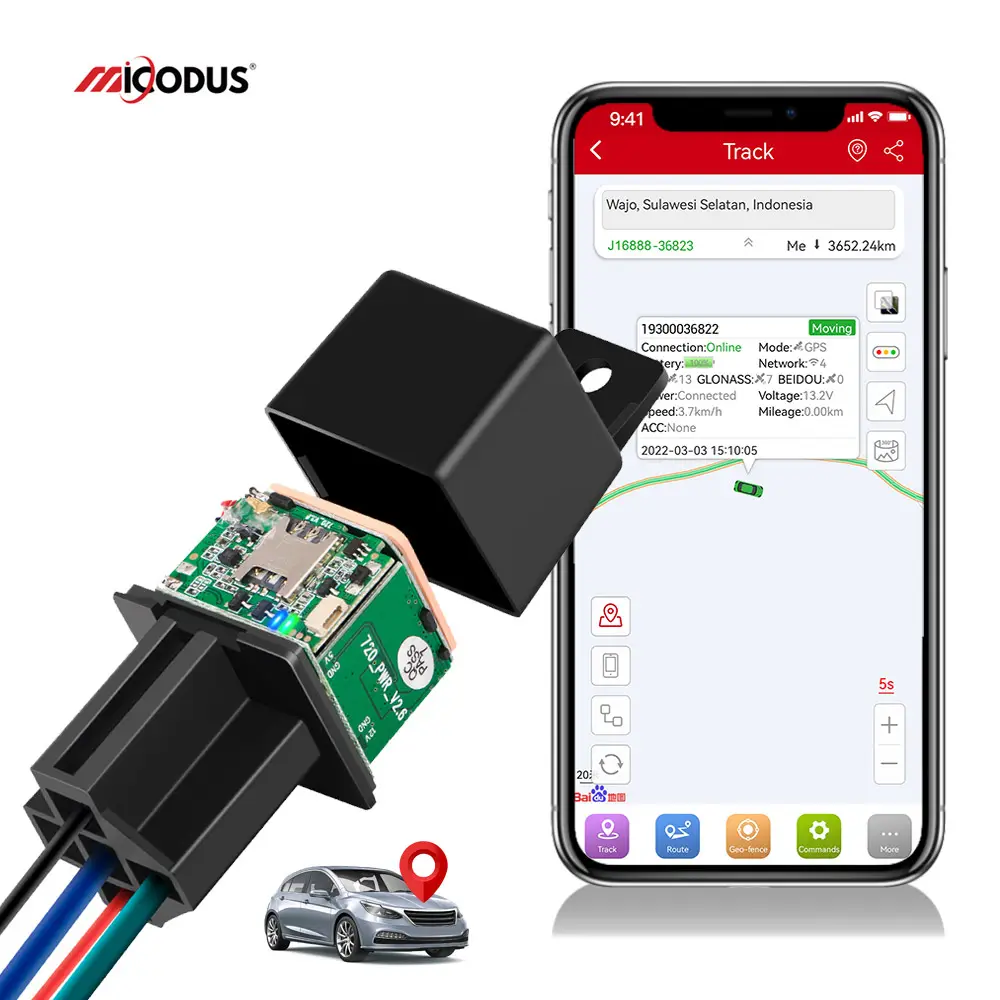 Mapa de Google en tiempo Real, corte de combustible, localizador de vehículos ocultos, dispositivo de seguimiento de relé GPS para motocicleta, rastreador GPS para coche MiCODUS MV720