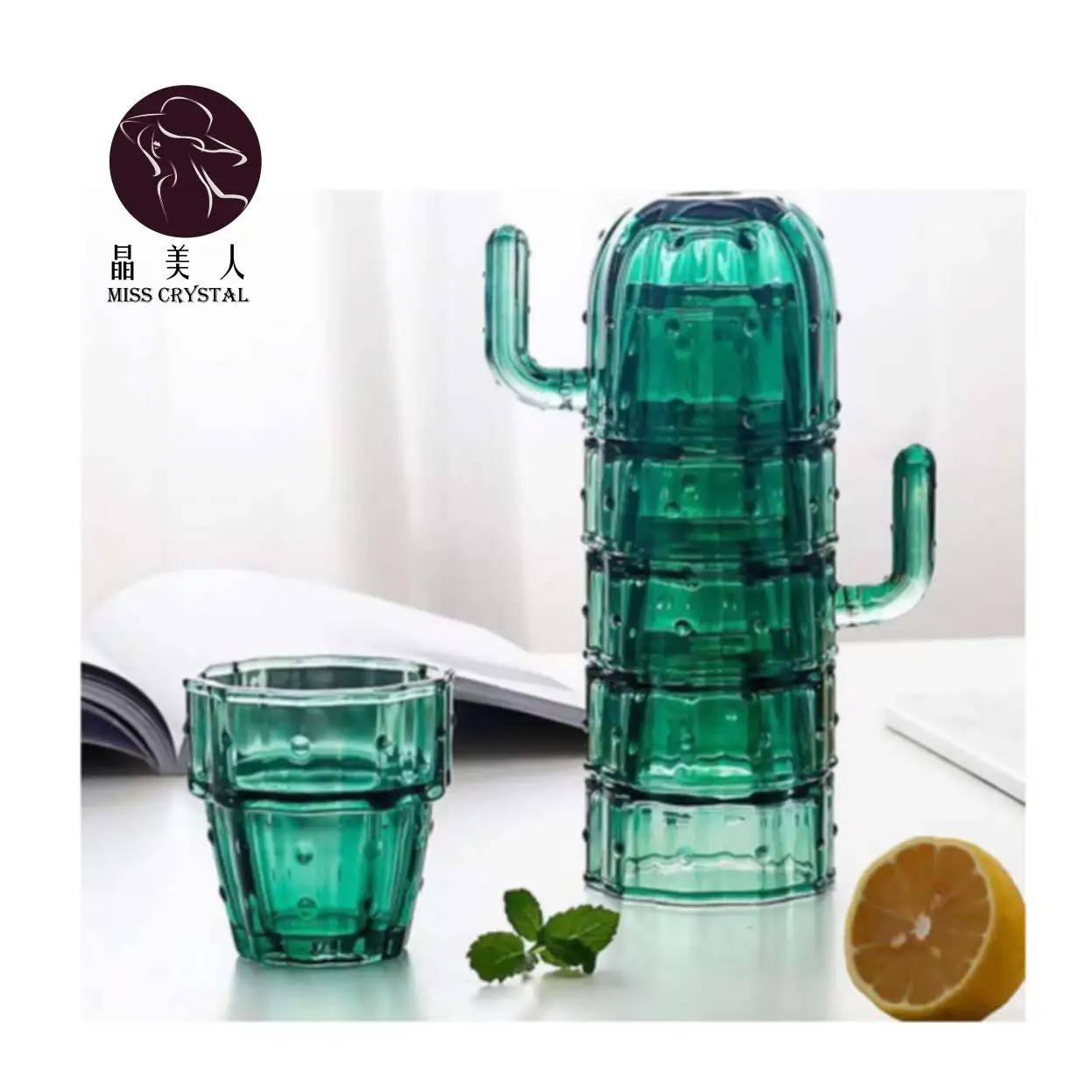 Tasse créative en verre avec imprimé du Cactus, style européen nordique, pour Restaurant et mariage, provenant de l'espagne
