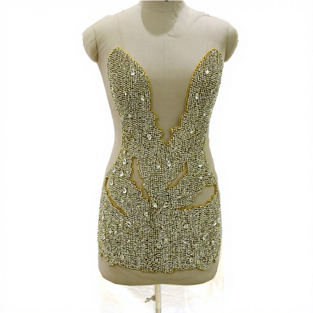silver stone with gold beads