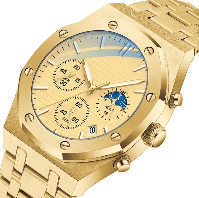 นาฬิกาควอตซ์สแตนเลสสำหรับผู้ชาย, นาฬิกานักธุรกิจดีไซน์แบบโครงกระดูกนาฬิกาแฟชั่นสไตล์จักรกลกันน้ำ