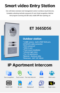 Türklingel mit mehreren Wohnungen und Gesichts erkennung Türschloss kamera Kabel gebundene Gegensprechanlage Video phone IP TCP-Netzwerk konnektivität - Product Image 4