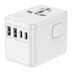 多功能旅行适配器18W USB 2和C型交流DC扩展插头和插座移动旅行充电器 - Product Image 2