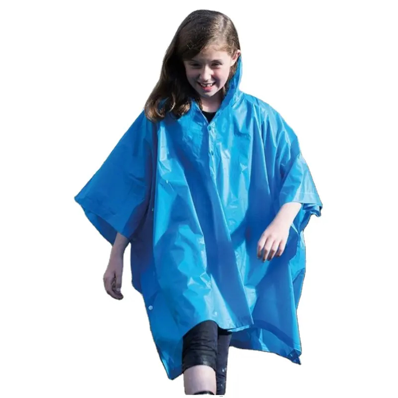 Basic Design Customable Rain Poncho Non- Disposable Waterproof Fabric Raincoat For Children