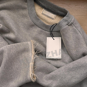 Tùy chỉnh 100% Cotton thô HEM người đàn ông t Áo sơ mi cắt dài tay áo cắt cạnh hommes trống TEE giản dị đồng bằng Áo nhà sản xuất - Product Image 3