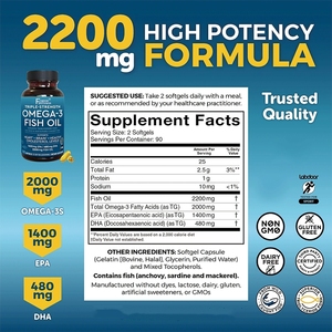 180 Count Omega 3 Fish Oil Supplement <strong>2200</strong> <strong>mg</strong> Per Serving Fatty Acid Supplements with EPA DHA &amp; Omega 3 - Product Image 6