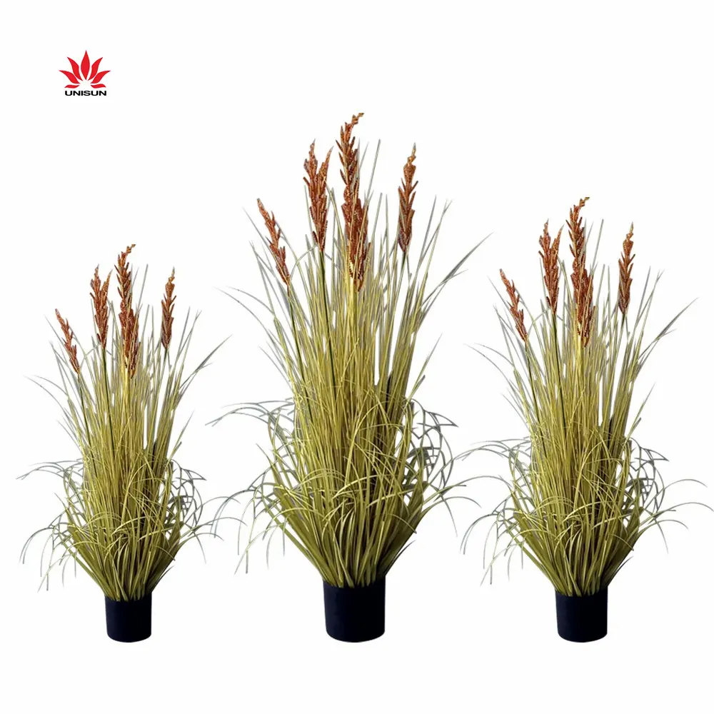 Venta al por mayor hogar boda Hotel tienda decorativa en maceta Faux pampas hierba Planta grande flor artificial caña cebolla hierba