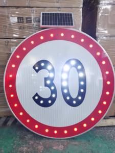 Năng lượng mặt trời Powered Hợp kim nhôm dấu hiệu giao thông giới hạn tốc độ LED cảnh báo ánh sáng cho an toàn đường bộ - Product Image 2