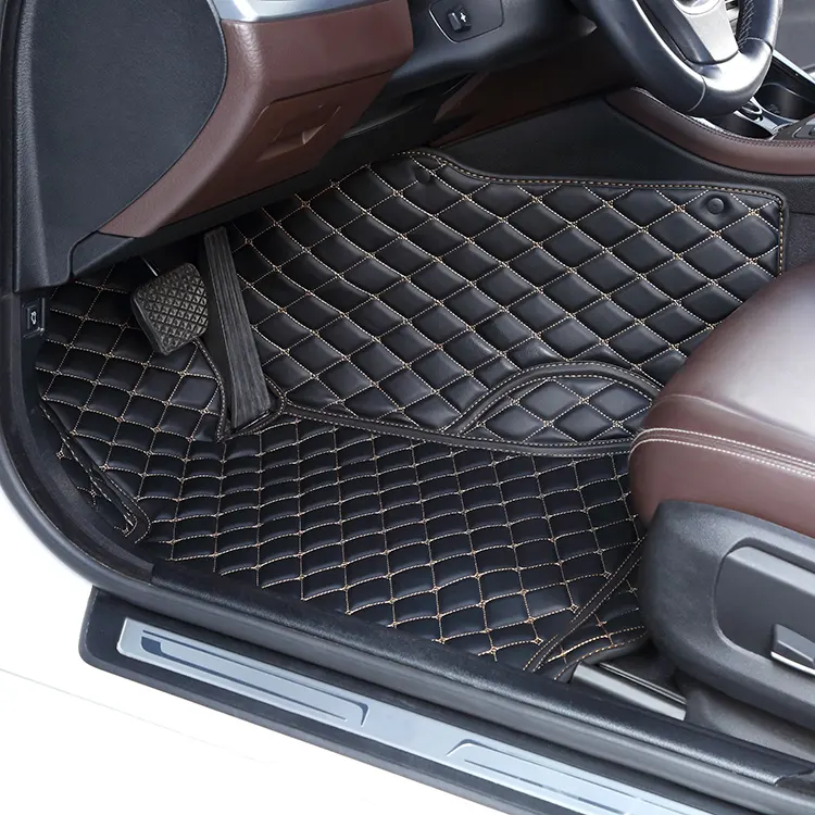 SONSANG Personalizado Luxo Couro Car Mats Diamante Tapete Matt Pé Liner Pad Auto Acessórios Interior 5D Car Floor Mats
