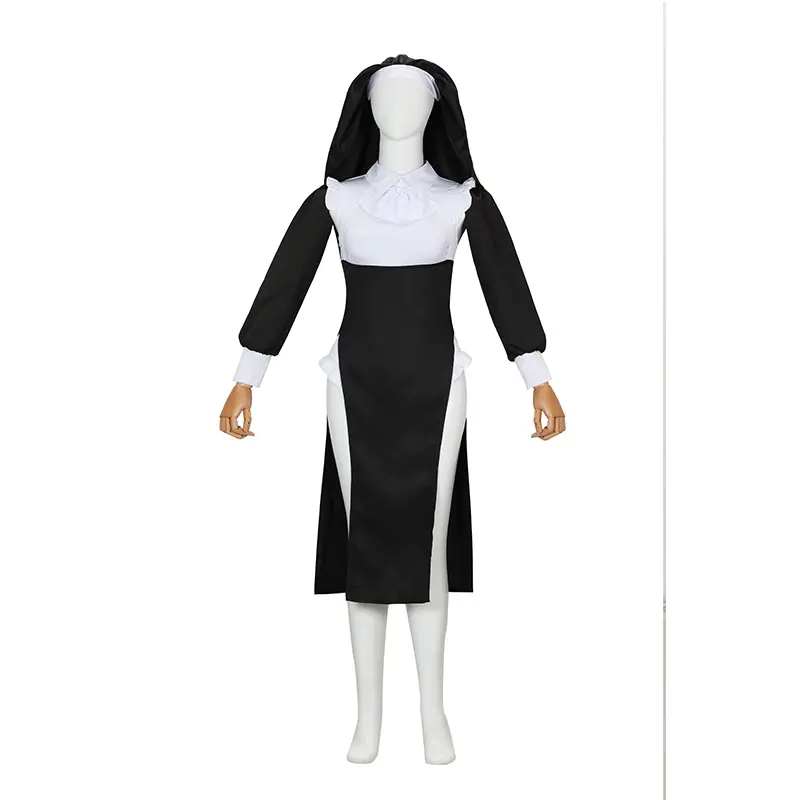 2023 New XL Halloween Cosplay Sexy Nonne Kleid Süße Schwarz-Weiß-Schwester Uniform Hot Black Dress Kostüme für Frauen