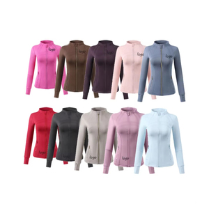 ชุดกีฬา2ชิ้นสำหรับผู้หญิงชุดเสื้อแจ็คเก็ตและเลกกิ้งสำหรับเล่นโยคะระบายอากาศได้ดีสีพื้น - Product Image 2