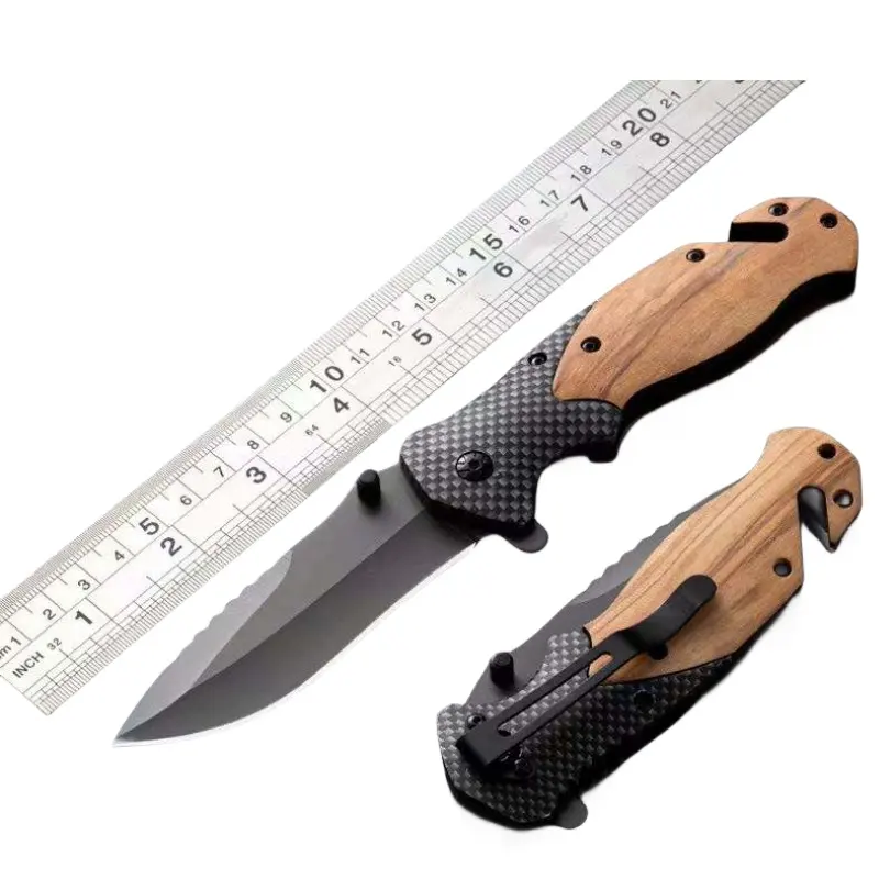 سكاكين جيب من نوع تاتيكال قابلة للطي بمقبض خشبي من المنتجات المُصنعة لعام 1982 من العلامة التجارية rank