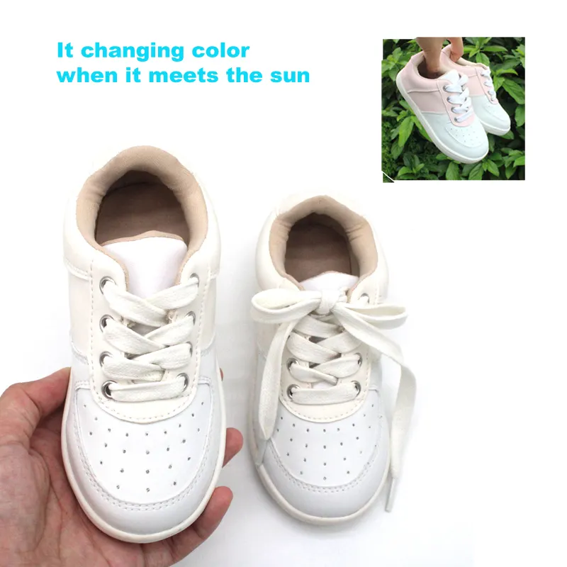 Desain Baru Sepatu Sneaker Kulit Berubah Warna untuk Anak Perempuan dan Anak-anak