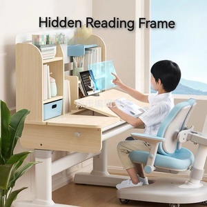 Wholesale Ergonomic Children Learning Desk With Bookshelf Home Furniture Height Adjustable <strong>Table</strong> and Chair Set for <strong>Kids</strong> Study - Product Image 5