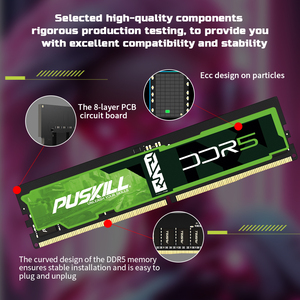 Puskill Brand New Crucial DDR5 5600 MHz Desktop-Speicher 16GB/24GB/32GB ECC-Funktion Computer PC RAM auf Lager