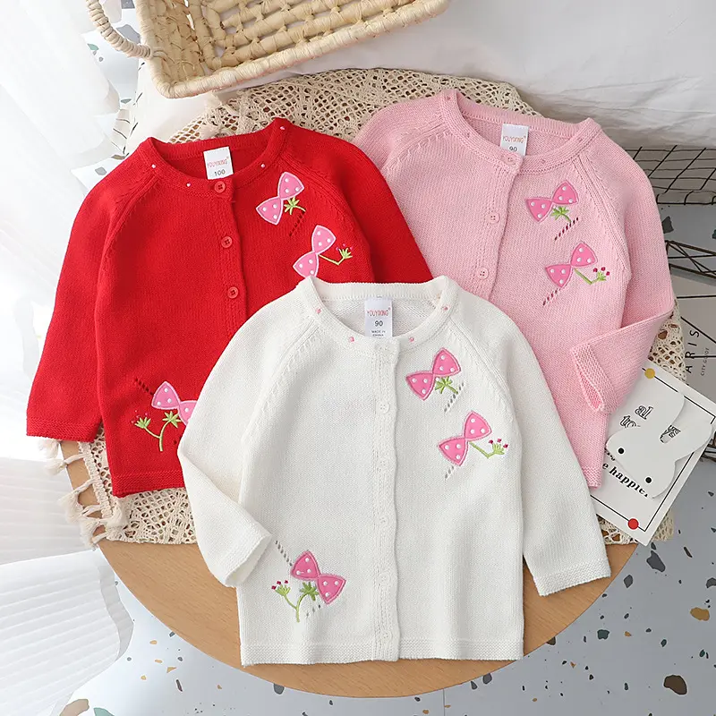 Sunny Baby Herbst Winter Baumwolle Baby Girl Top Strick pullover Bestickte Strickjacke Süße Pullover Jacke