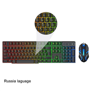Juego de teclado y ratón luminoso con cable, teclado de oficina, juego de teclado y ratón de ordenador de escritorio español y ruso - Product Image 2