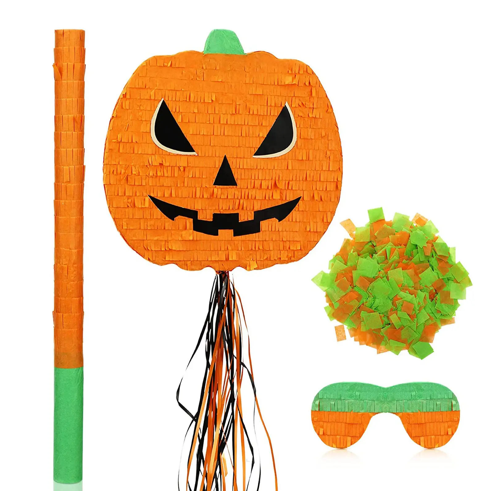 Nicro Custom Halloween Pumpkin Shaped Handmade Hanging Decoration Scary Wholesale Paper Adults Pinata With Stick Party Favor