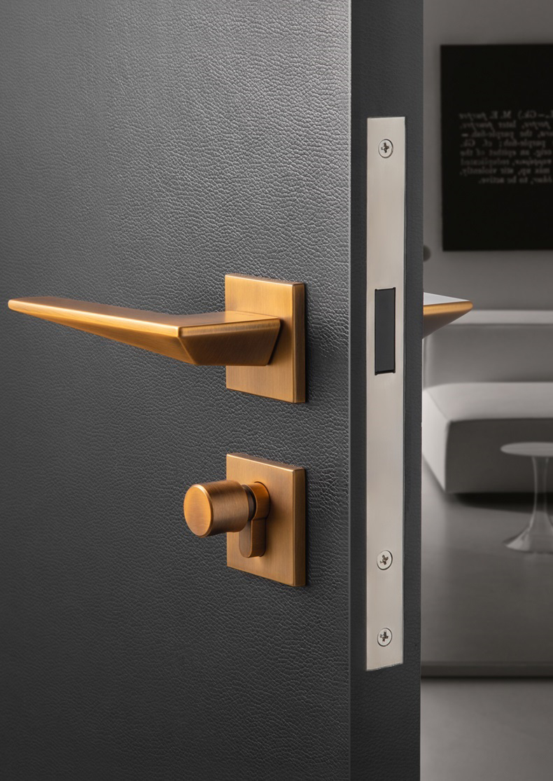 Safety Black Zinc Alloy Interior Door Handle Lever Lock With  Mortise Lock Door Handle