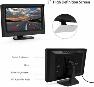 5 Inch Full <strong>Display</strong> Car Monitor with 2 Video Inputs for Rear View Backup <strong>Reverse</strong> Camera Reversing Aid Car <strong>LCD</strong> Monitor Camera DVD - Product Image 2