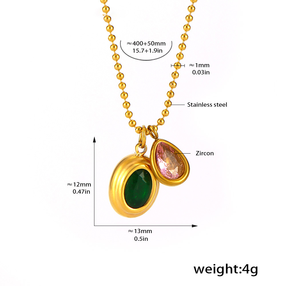 Two Pendants - Gold/Green/Pink