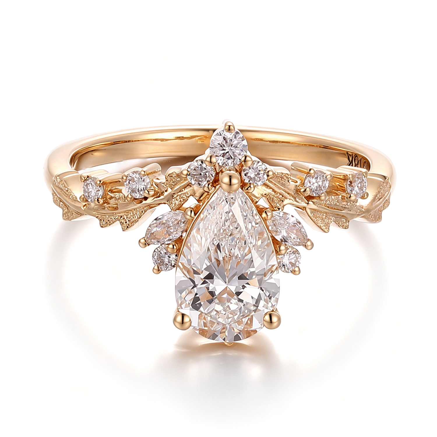 Real solid 18k gold lab diamond ring