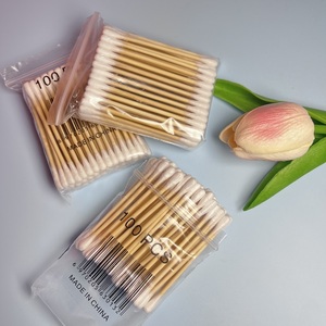 使い捨て両頭qtips環境にやさしい竹綿棒木製耳掃除綿棒