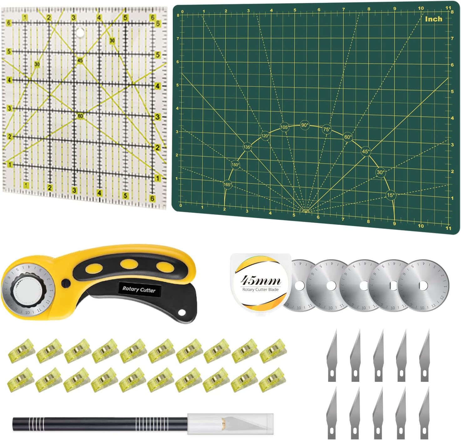 Ensemble de tapis de découpe et cutter rotatif Green-A4