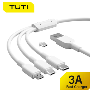 TUTI toptan 60w beyaz 3 in 1 şarj kablosu naylon Barid mikro tip-c USB kablosu tipi c kablo telefon için - Product Image 6