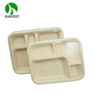 Free Sample Take <strong>Away</strong> Paper Container Salad Bowls <strong>4</strong> Compartments Disposable Sugarcane Bagasse Rectangular <strong>Box</strong> for Food Packaging - Product Image 4