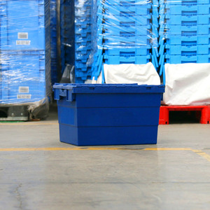 Guanyu <strong>Logistic</strong> Storage Moving E Commerce Warehouse Storage Stackable Nestable Plastic Crate with Attached Lid - Product Image 3