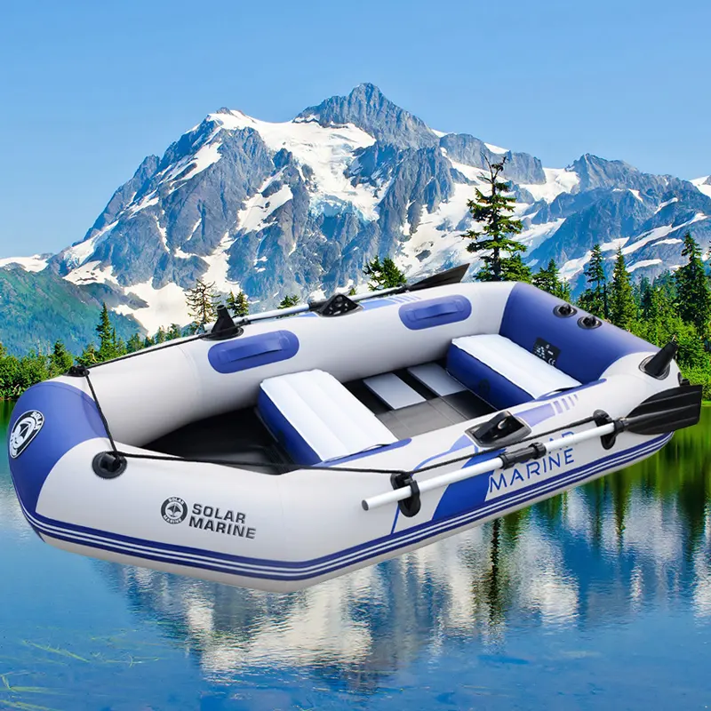 Luxury Inflatable Rowing Boat With 3.5HP Max Power Engine Family Traveling Wooden Deck Bottom Kayak Sailing Hovercraft For Sale