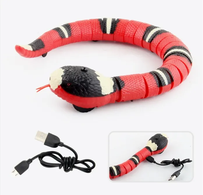 Multiple Color Smart Sensing Snake Interactive Cat Toys Automatic Cats Toys USB Charging Accessories Kitten Toy