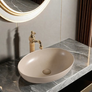 Avrupa tasarım tarzı lavabo mat pembe Oval tezgah lavabosu lavabo otel kullanımı için - Product Image 5