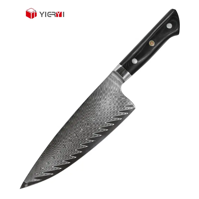 Cuchillo De şef Damasco 8 inç japon tüy desen 67 katmanları şam profesyonel mutfak şef bıçağı G10 kolu