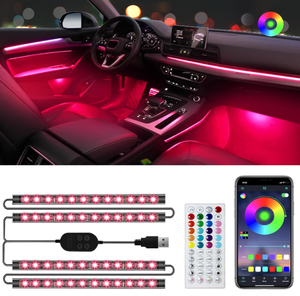 Tira de luces LED de fácil instalación para coche, 5V, USB, BT, música, RGB, luces interiores de ambiente para coche con función activa de sonido, listo en stock - Product Image 2