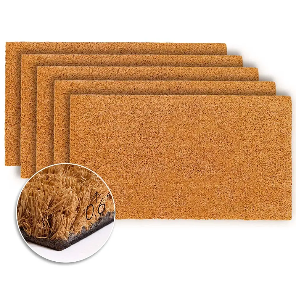 Vente en gros de tapis d'entrée blanc en coco 100% naturel uni, tapis de porte en caoutchouc marron antidérapant, résistant à la saleté, tapis de porte pour la maison