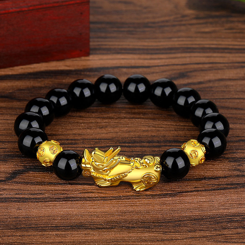 7 jet 12mm bead bracelet