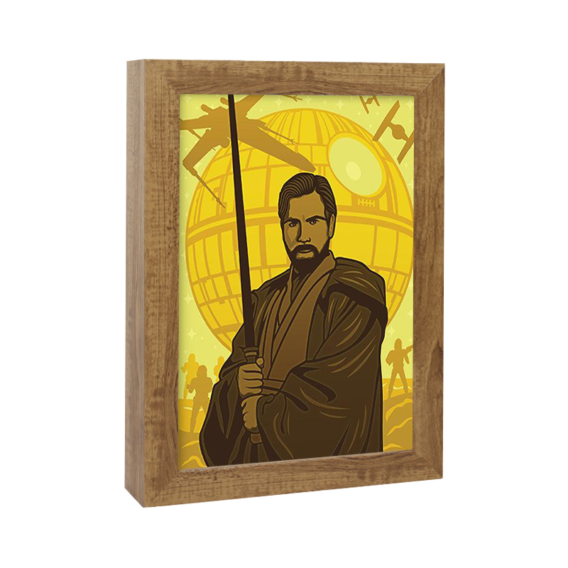 wood color frame+yellow light
