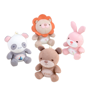 Mi愛らしいウサギキーホルダーかわいいミニぬいぐるみ人形スーパーソフト素材PPコットン入りクマタイプストレス解消